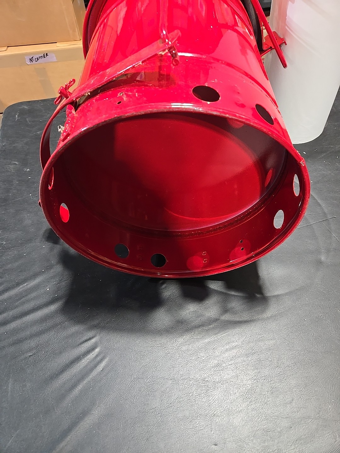 Justrite 09100 Oily Waste Can, 6 Gallon Capacity, Galvanized Steel, Red, Foot