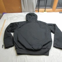 Carhartt Washed Duck Jacket Men Large Blk Insulated Active Hood Loose Work LOGO
