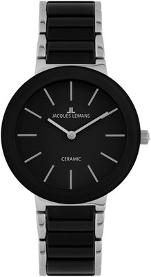 JACQUES LEMANS Keramikuhr Monaco 42-8A Edelstahlarmband Quarz Analog 40 mm