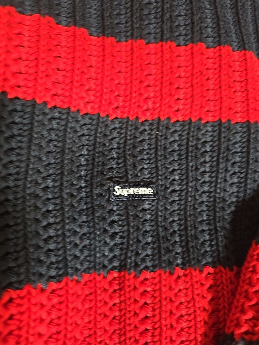 Supreme Loose Gauge Stripe Small Box Sweater Black & Red Supreme Loose Gauge Stripe Small Box Sweater Black & Red