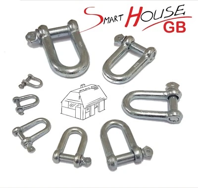 Dee Shackles 5mm 6mm 8mm 10mm 12mm - 28mm D Shackle Galvanised Steel Zinc Plated