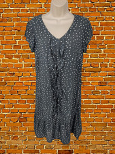 WOMENS MONSOON SIZE UK 10 GREY POLKA DOT CAP SLEEVE CASUAL FRILL TEA SHIRT DRESS