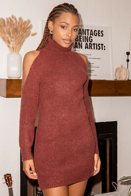 cold shoulder knit dress Winter Wonder Off-Shoulder Knit Maxi Dress Pink
