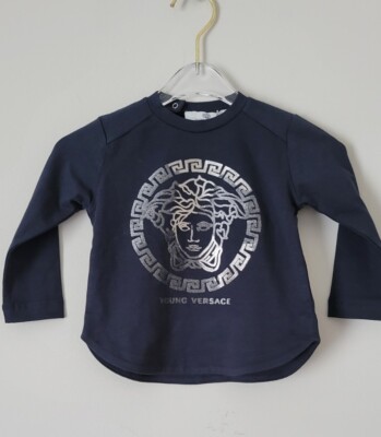 NWT NEW Young Versace baby boys navy t-shirt with medusa head logo 9M  YVBTS40