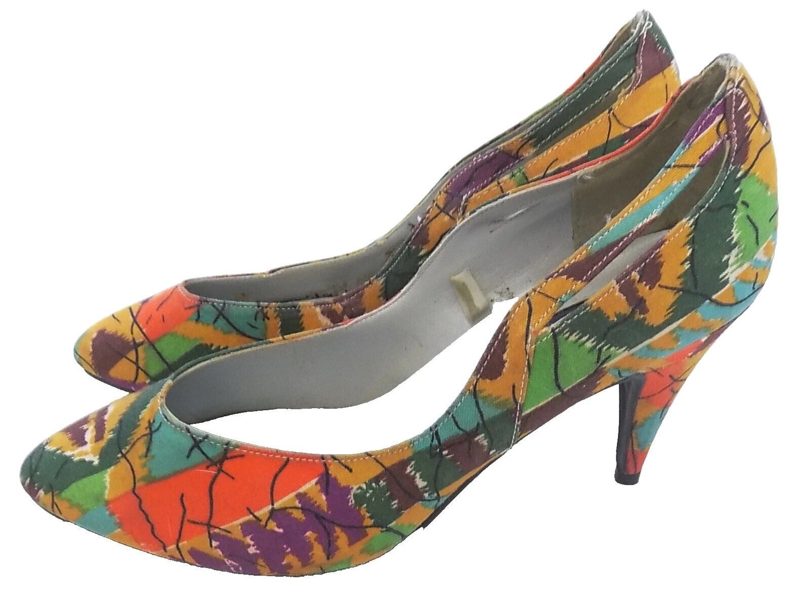 Tacones De Tela Zapatos vintage 1980s para Mujer