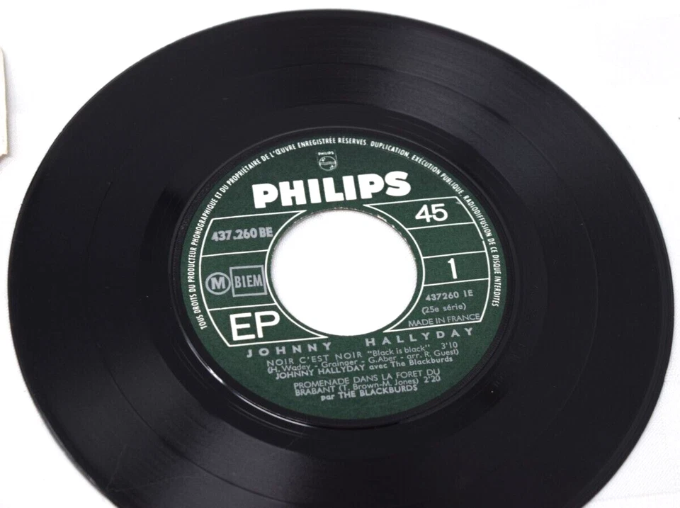 Johnny Hallyday Noir C'est Noir Black Is Black Philips 437260BE EP PS France VG+ - Image 2 of 4