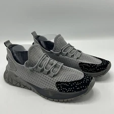 Pony Road Men’s Sz 10 Grey Black Vented Athletic Low Top Sneakers Shoes