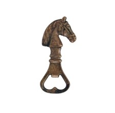 Cavatappi in ottone antico a forma cavallo portafortuna per tappi a corona