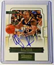 2009-10 Classics Rookie Autograph A.J. Price /999 Connecticut Pacers UConn Suns