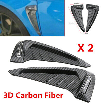 2x Universal carbon Fiber Truck Shark Side Fender Vent Decor Air Wing Cover TRIM