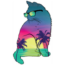 NEW Summer CAT Neon Cat In Sunglasses Tshirt  Sizes/Colors