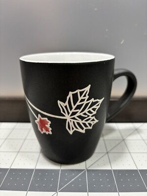 Maple Leaf Mug White Red Leaves On Black Coffee Tea Hot Beverages Syrup Canada