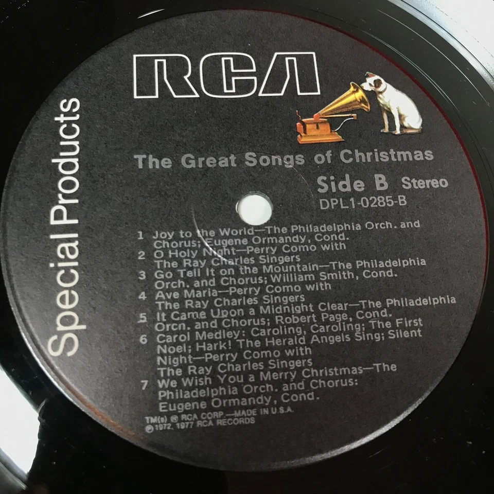 PERRY COMO & EUGENE ORMANDY Great Songs Of Christmas 1977 USA Vinyl LP Goodyear - Image 4 of 4