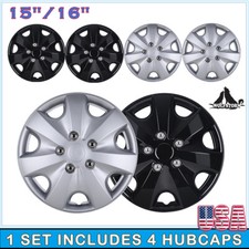 1516 Inch Wheel Hub Caps Trim Rings For Universal Car Set Of 4 Silver Black 1516 Inch Wheel Hub Caps Trim Rings For Universal Car Set Of 4 Silver Black