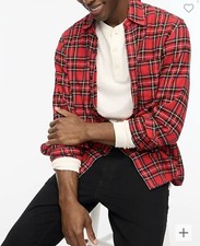 J Crew Classic Flannel Shirt Men s Midweight Antique Navy Red Multi Plaid Size S