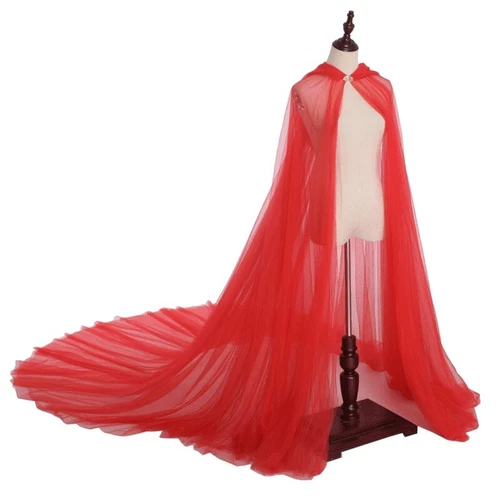 Lady Mesh Hooded Cape Cloak Top Bridal Halloween Party Retro Fancy Dress Loose - Picture 3 of 19