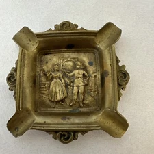 Vintage Brass Ashtray Man and Woman Cigarette Ashtray