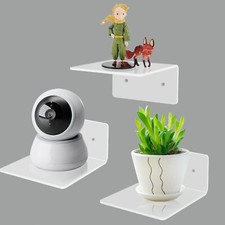 3 Pack Small Floating Shelves for Wall, 4'' Adhesive Wall 4'', White