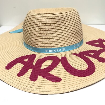 Robin Ruth Aruba Floppy Straw Sun Hat Large Wide Brim Beach Summer Vacation Boho