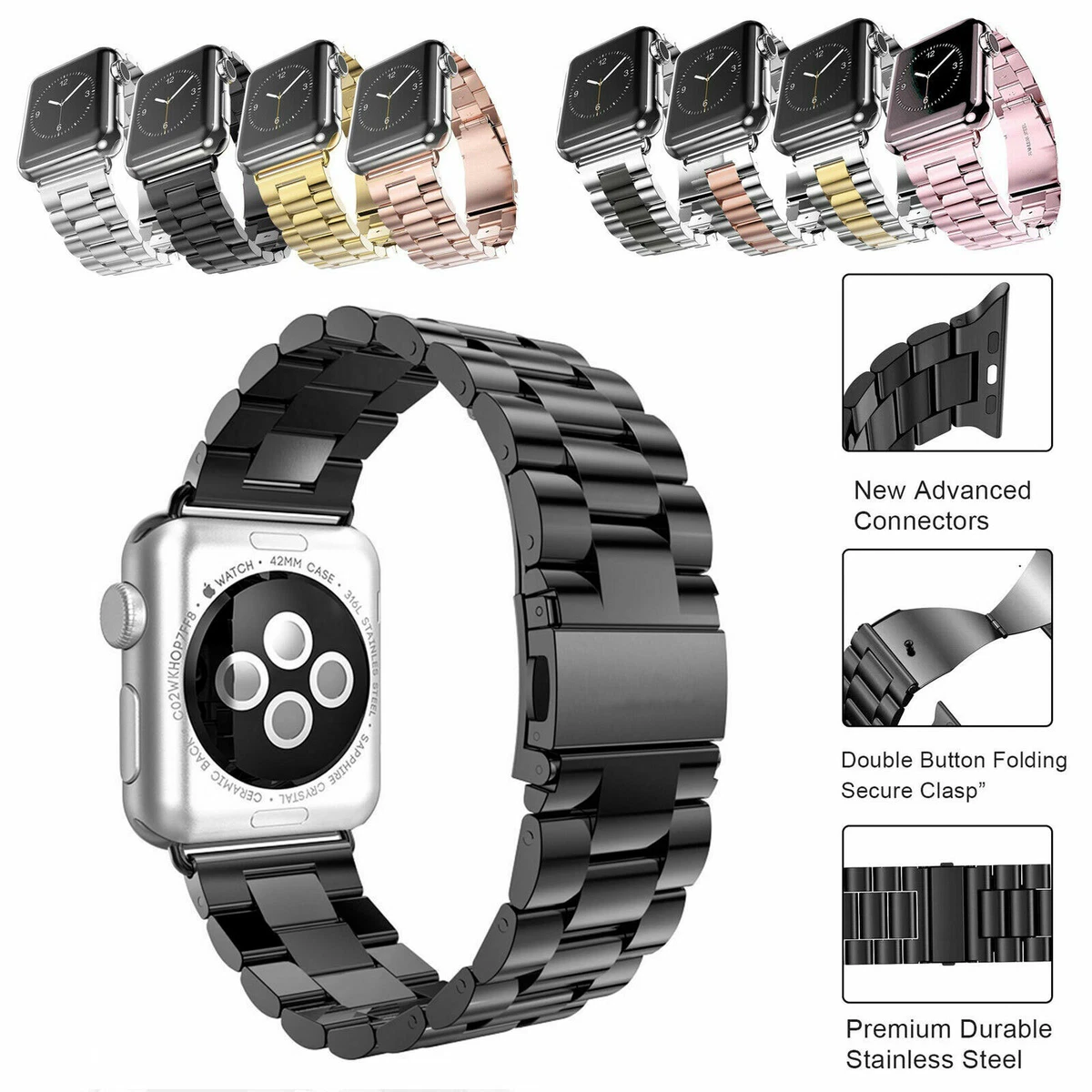 Apple Watch Stainless Steel Strap Series 8 7 6 SE 5 4 40 41 45 44mm iWatch Band