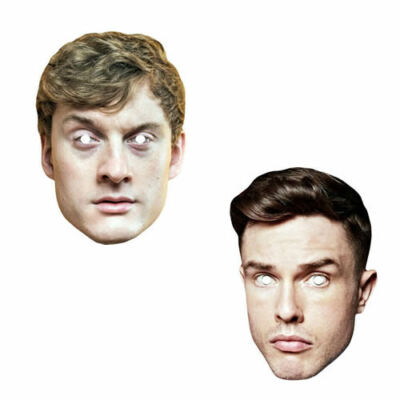 2er Pack James Acaster & Ed Gamble Promi Karte Gesichtsmaske - Kostüm