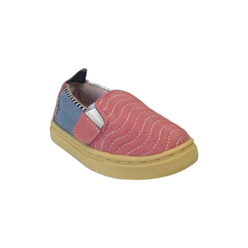 TOMS Kids Luca Ballet Pink Wavy Quilted Microsuede Shoes - Picture 1 of 5