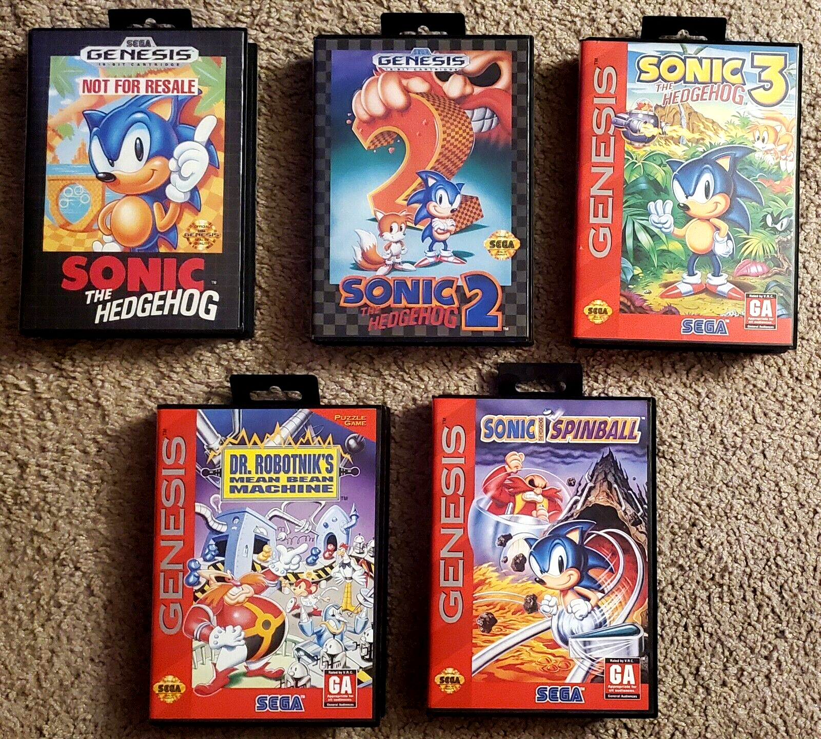 5x *CIB* Sega Genesis games - Sonic the Hedgehog 1, 2, 3, Spinball - VERY  GOOD | eBay