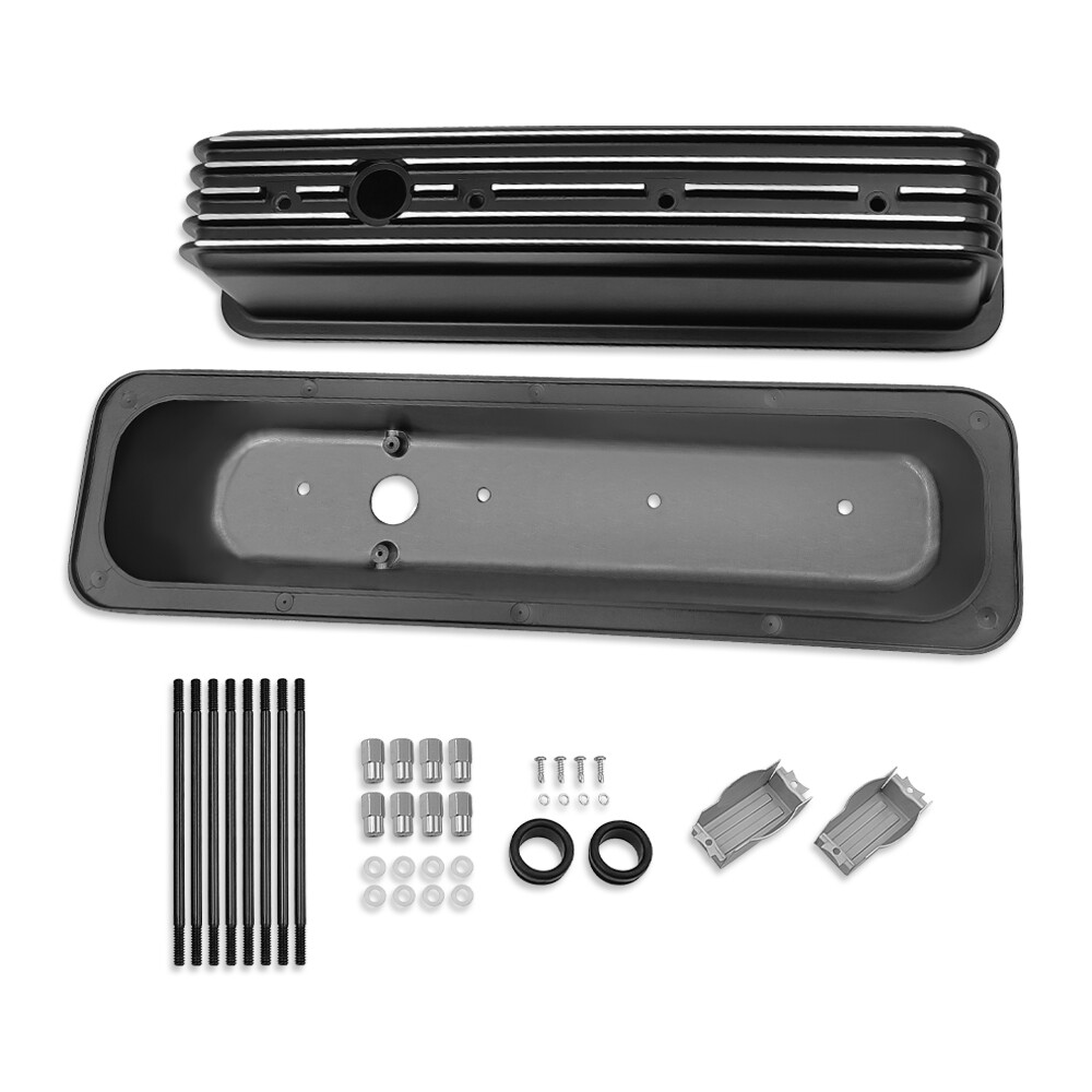 CNCRSR Black Aluminum Short Center Bolt Valve Covers With Gaskets – SBC 305 350