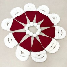 10 Christmas Adult/Kid Knit Santa Hat with Beard Plush Xmas Party Cosplay Hats