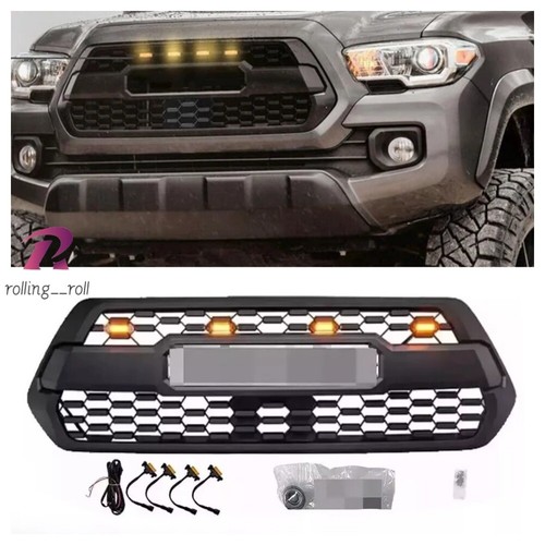 Fits Toyota Tacoma 2024-2026 Matte Black W/LED Lamp Front Bumper Grille Replace