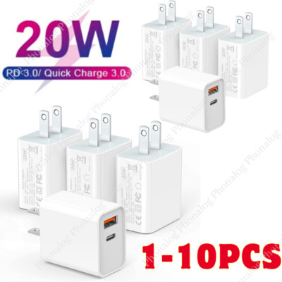 PD 20W USB-C Power Adapter Fast Wall Charger For iPhone 16 15 12 14 Samsung Lot