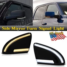 LED Side Mirror Puddle Light Turn Signal Indicator Lamp Kits For 09-21 Dodge RAM