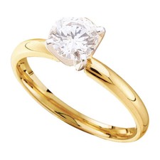 14kt Yellow Gold Round Diamond Solitaire Bridal Wedding Engagement Ring 7/8 Ctw
