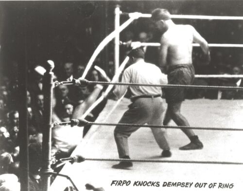 LUIS FIRPO KNOCKS JACK DEMPSEY OUT OF RING 8X10 PHOTO BOXING PICTURE  - Picture 1 of 1