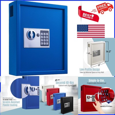 Secure Key Holder Wall Mount - 40-Key Lock Box with Digital Combination Lock