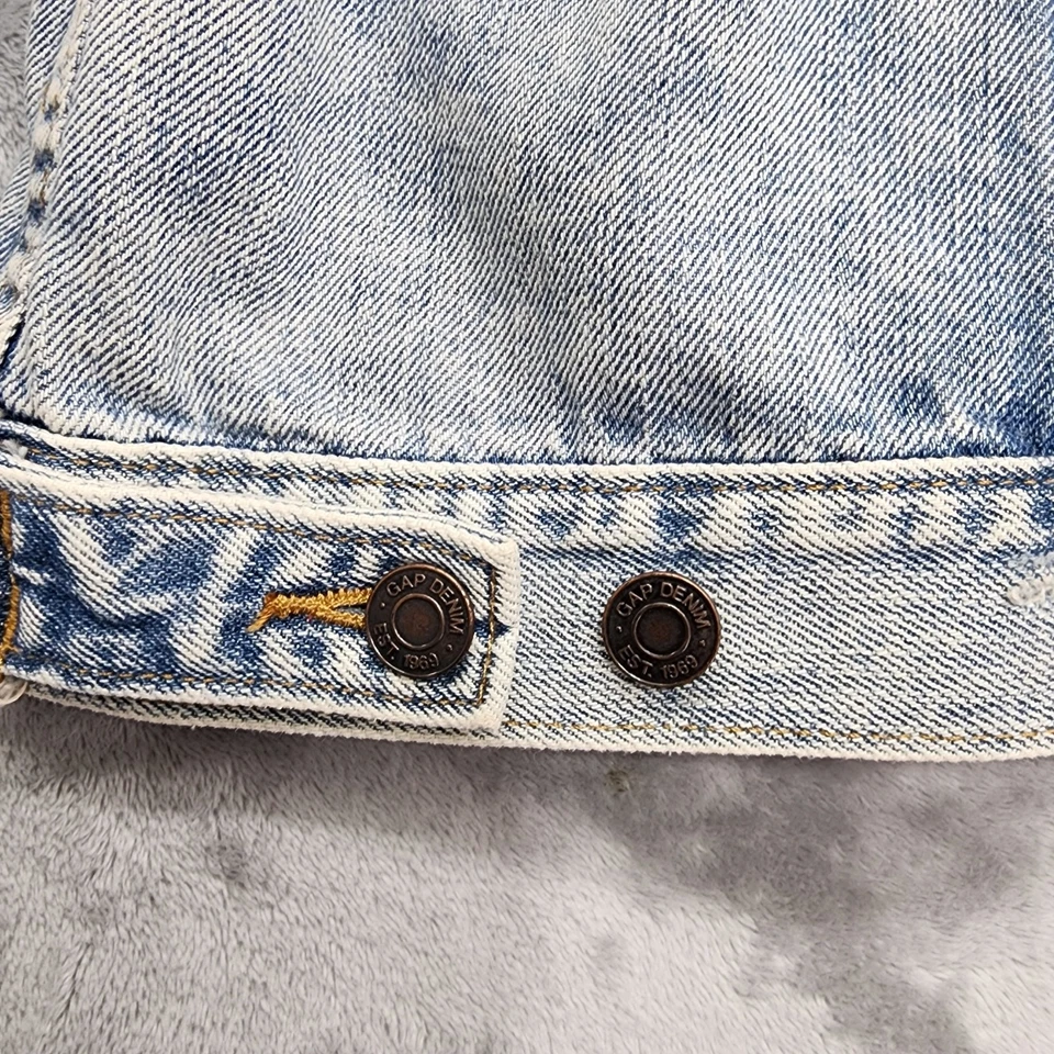 Chaqueta Gap Mujer XL Azul Claro Lavado Desteñido Icono Camionero Denim Jean Western Y2K Foto 4 de 4