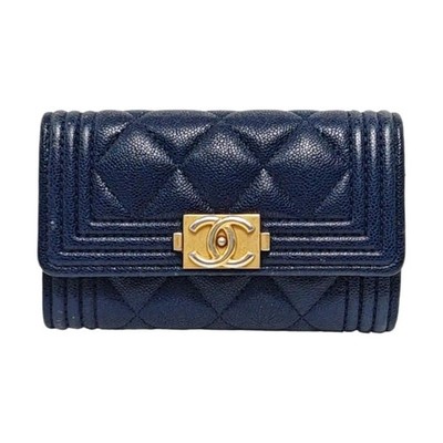 CHANEL BOY CHANEL Mini bags Leather Blue Free Shipping | Duties