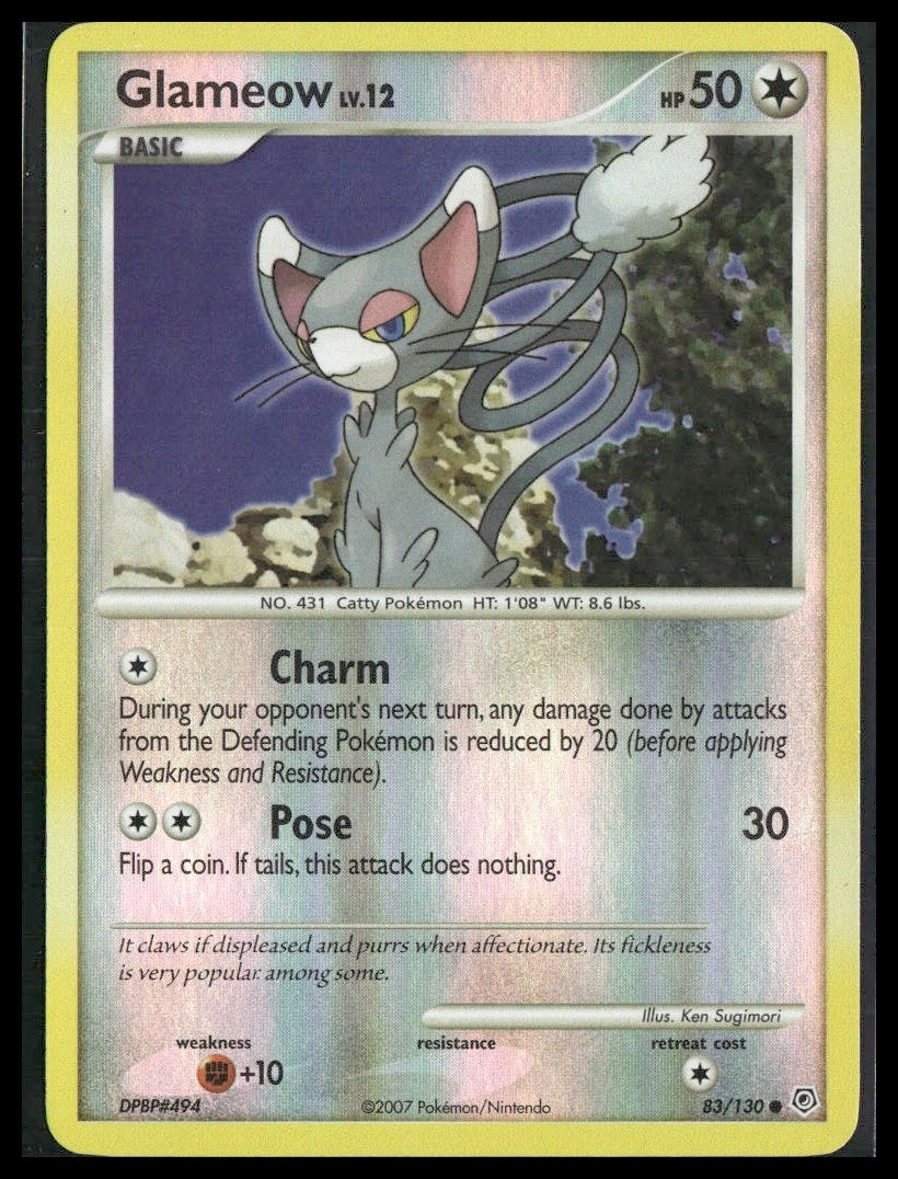 Glameow #83/130 Reverse Holo Diamond and Pearl LP