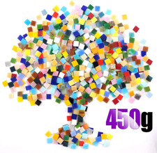1 Pound Mosaic Tiles Mixed Color Mosaic Glass Pieces with Organizing Container,