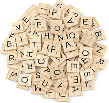 100 Pcs Wooden Spelling Tiles, Replacement Letters Wood Letter Tiles, Tiles for