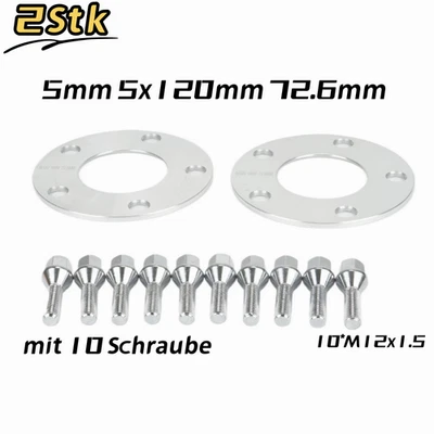2x5mm Spurverbreiterung 5x120mm 72.6mm Spurplatten Aluminium 6061-T6 BMW E36 E46 - Bild 1 von 4