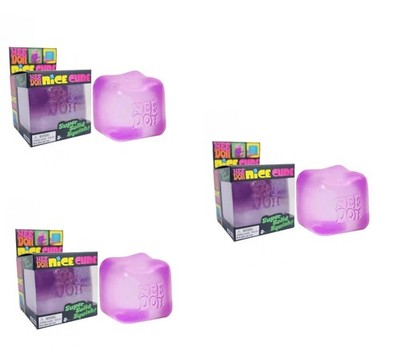 3 PACK Nee Doh Nice Cube Super Solid Squish  -  Blue Purple Pink - Brand New