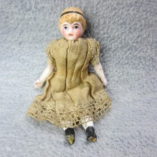 Antique German Bisque Cloth Doll Embossed 137-13 Molded Hair Painted Eyes