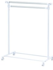 2 Tier Adjustable Garment Rack with Silver Metal and White Rod FREE SHIPPING !!!