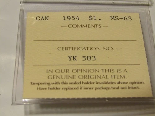1954 CANADA SILVER $1 DOLLAR...ICCS MS-63
