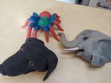 Original Schylling Stretch Hand Puppet Lot of 3 Rottweiler Elephant Tarantula