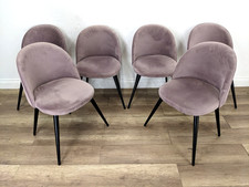 DINING CHAIRS 6 Venture Design Dusty Pink Velvet Black Chrome Legs FREE DELIVERY
