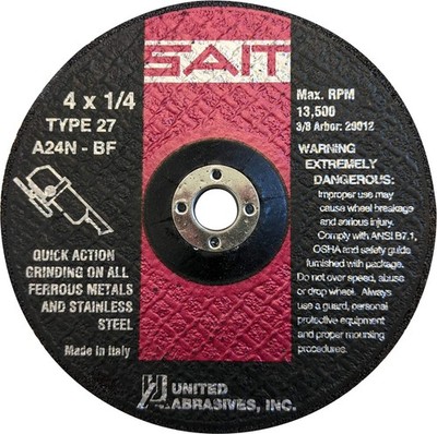 -SAIT 20012 A24N Fast Grinding Wheel 4'' x 1/4'' x 3/8'' Type 27, 25-Pack
