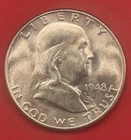 1948 D Franklin Silver Half Dollar, Choice to Gem Uncirculated, FBL, D/D.