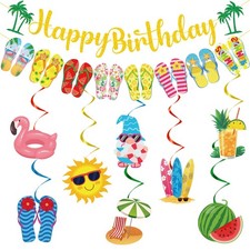 Summer Party Decorations - Beach Party Pool Decor 10PCS Hanging Swirl Banner ...